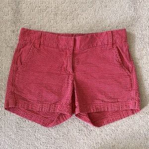 J. Crew pink & navy seersucker shorts, size 0.